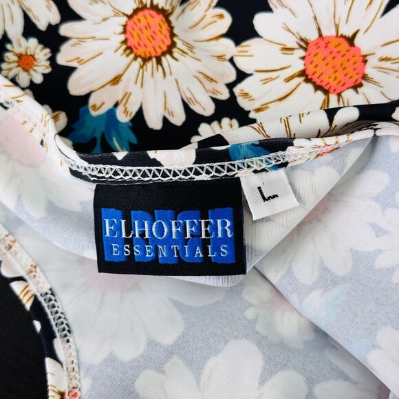 Elhoffer Tank Top Women Large Daisy Floral Buffy Crop Stretch Summer Spring Boho - Picture 3 of 9